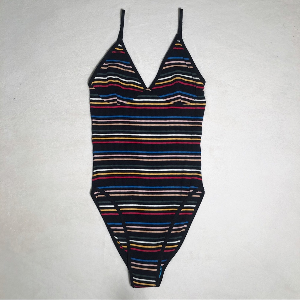 American Apparel Rainbow Striped Bodysuit XS